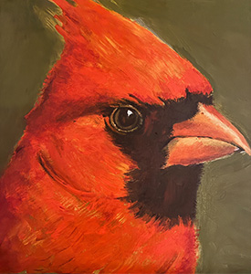 Painting of a cardinal. 